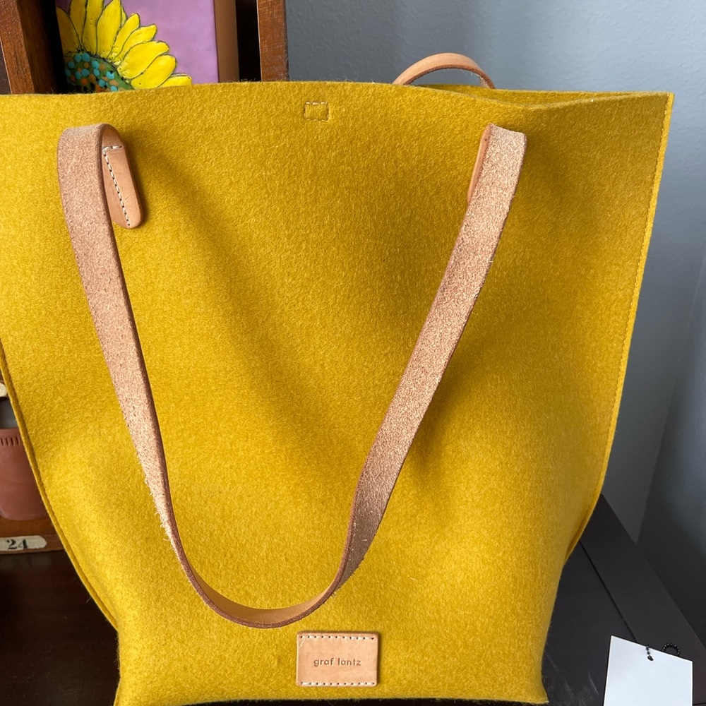 Graf Lantz Wool Felt Tote- Dijon yellow